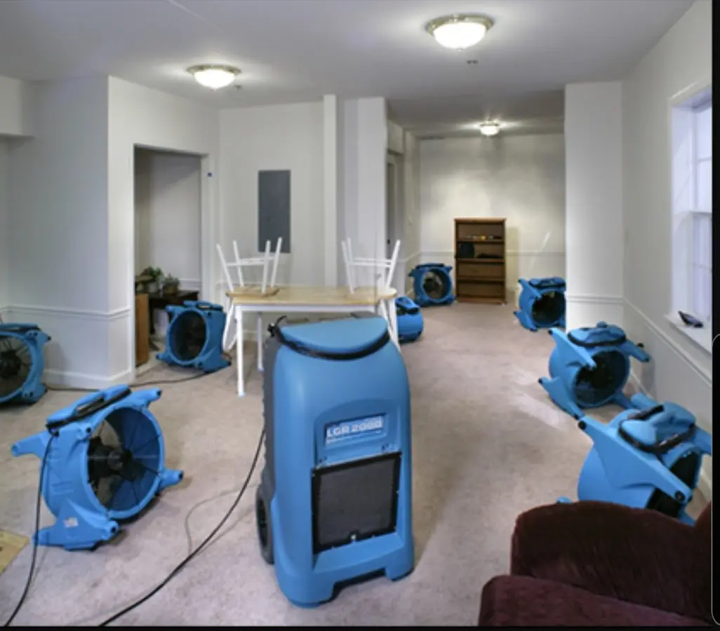 Air movers and dehumidifier setup for Water Extraction & Removal in Skippack