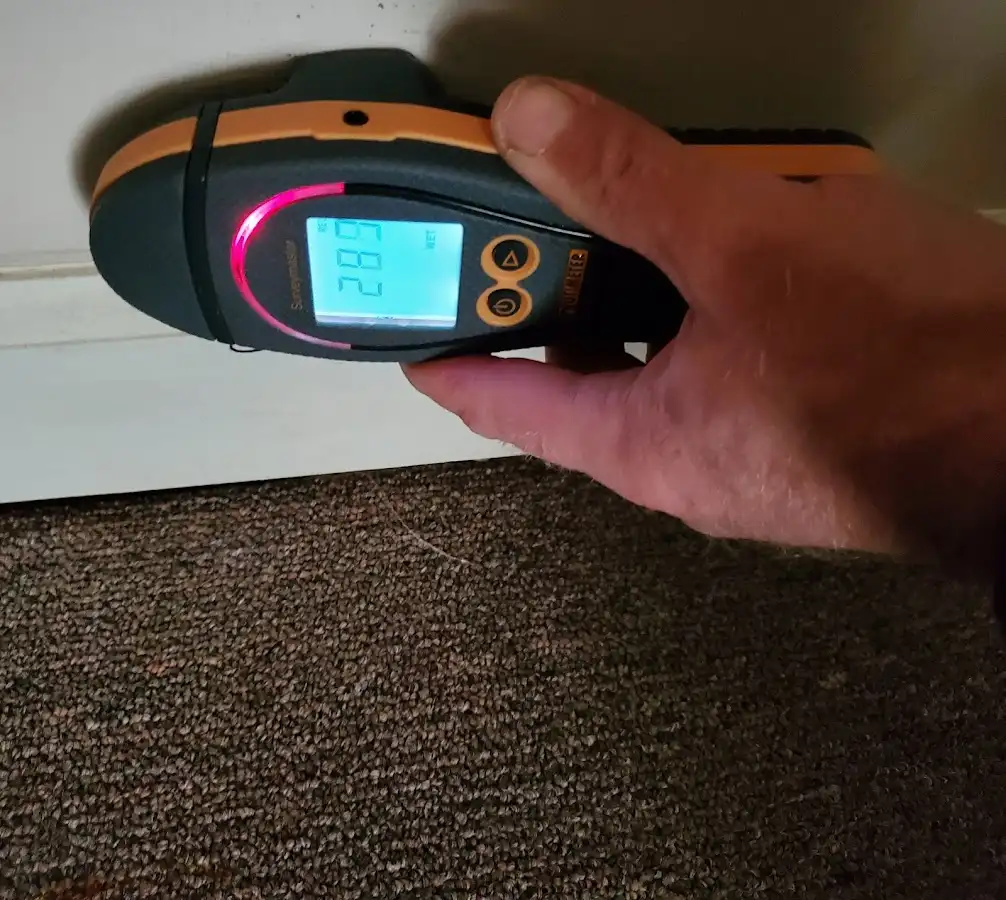 Moisture detection at baseboard during Burst Pipe Cleanup in Skippack